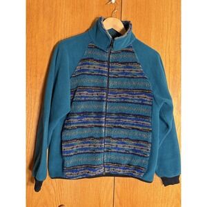 VTG 90s ML WILLIAMS Jacket Coat Mens S Zip Teal Blue FLEECE Hiking Oregon Strip